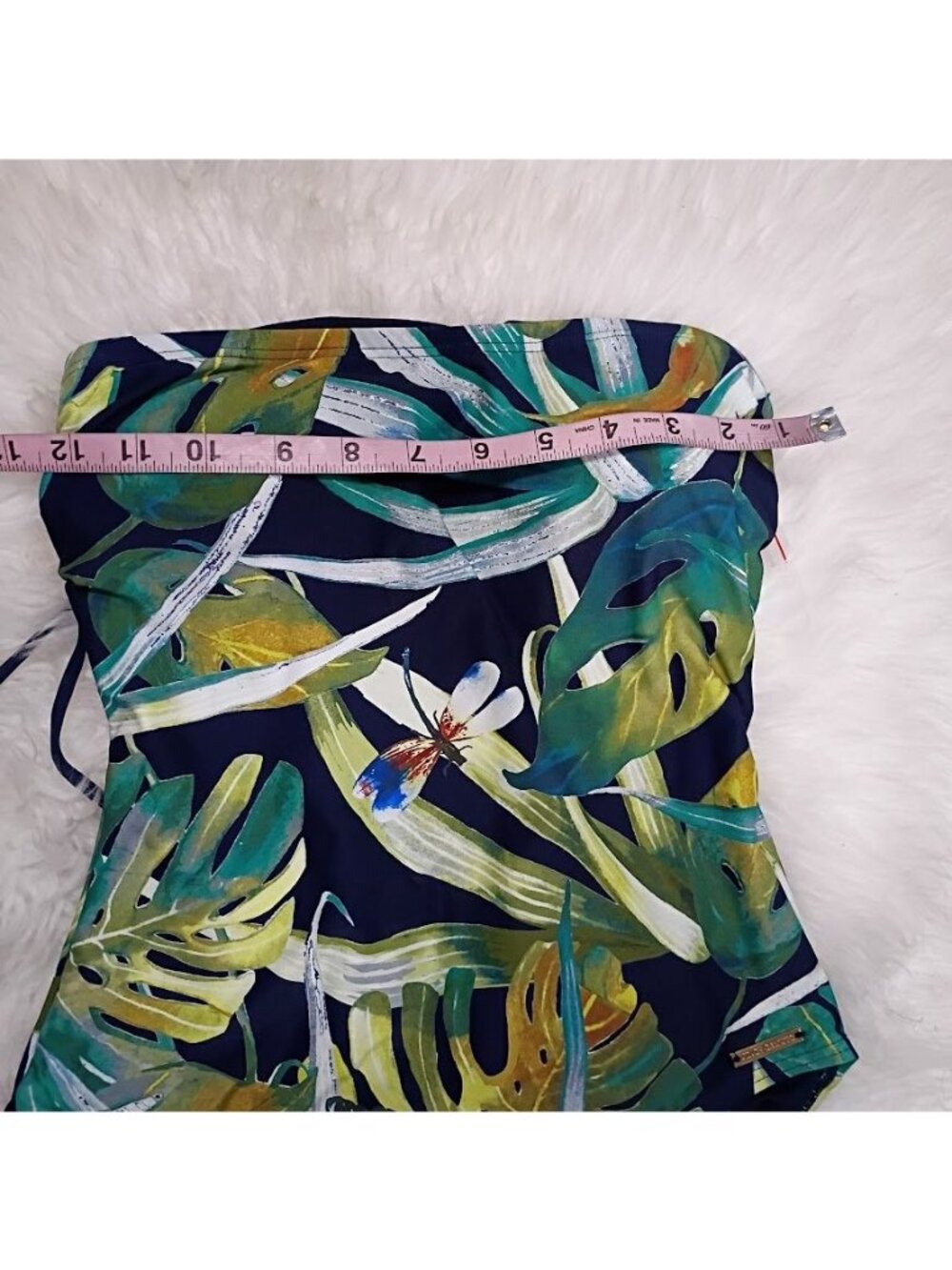 Vince Camuto One-Piece Strapless Tropical Print Swimsuit Sz 6 Resortwear - Picture 11 of 11